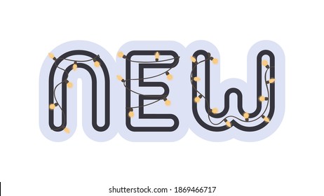 Leer con la palabra NUEVO. Adecuado para tiendas, afiches publicitarios y afiches. Vector.
