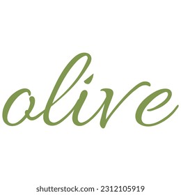 Lettering word olives. Imitation of a handwritten letter. Simple icon in doodle style. Vector illustration isolated on white background.