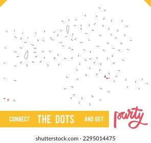 Lettering Word Party by dot to dot for children and adults. Numbers game for postcards, congratulations and activity books