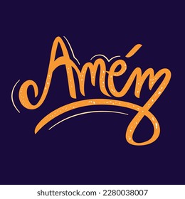Lettering word amém in Portuguese Brazil