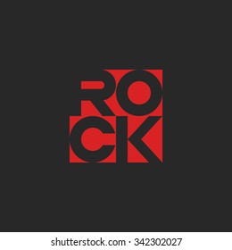 Lettering word rock musical logo, red mockup music graphic design t-shirt print, sticker template