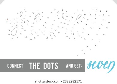 Lettering Word Seven by dot to dot for children and adults. Numbers game for postcards, congratulations and activity books