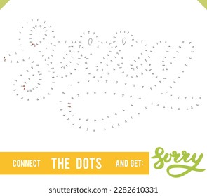 Lettering Word Sorry by dot to dot for children and adults. Numbers game for postcards, congratulations and activity books