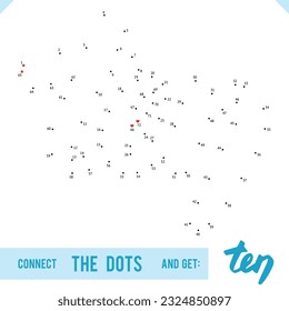 Lettering Word Ten by dot to dot for children and adults. Numbers game for postcards, congratulations and activity books