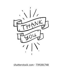 Lettering word Thank You doodle sketch playful fun vector illustration for your special project