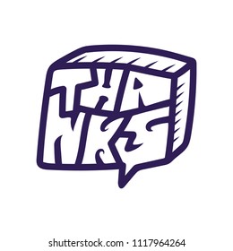 Lettering word Thank's doodle sketch playful fun vector illustration for your special project