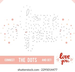 Lettering Words Love you by dot to dot for children and adults. Numbers game for postcards, congratulations and activity books