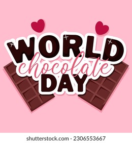 Lettering World Chocolate Day and chocolates with hearts