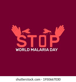 Lettering World Malaria day with mosquito background. Vector illustration