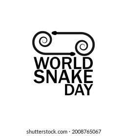 Lettering of world Snake Day and white background