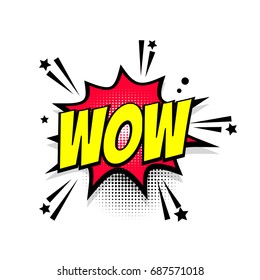 Lettering Wow Boom Star. Comics Book Balloon. Pop Art. Bubble Icon Speech Phrase. Cartoon Font Label Tag Expression. Comic Text Sound Effects. Sounds Vector Illustration.