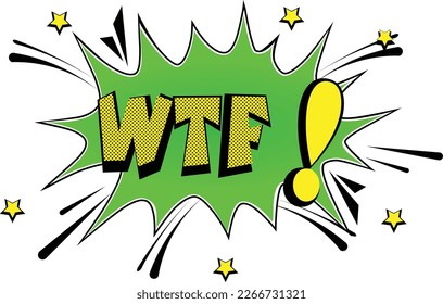 Lettering WTF. Comic text sound effects pop art style. vector illustration