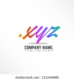 lettering .xyz top level domain with colorful text linked logo design