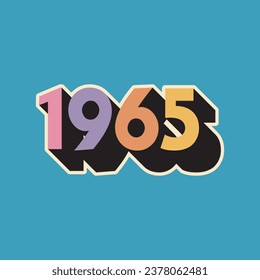 Lettering from the year 1965 with long shadow, colorful, color palette. svg