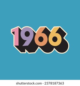 Lettering from the year 1966 with long shadow, colorful, color palette.