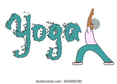 lettering yoga for seniors illustration