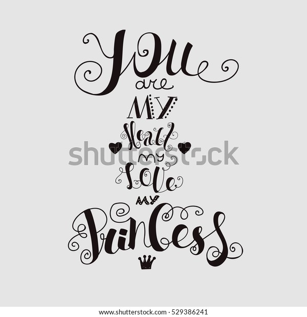 Lettering You My Heart My Love Stock Vector Royalty Free