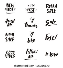 Lettering for your blog. Sale, new post, lifestyle. Lifestyle Social Media Pack