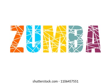 Lettering Zumba dance studio. Multicolor sliced word