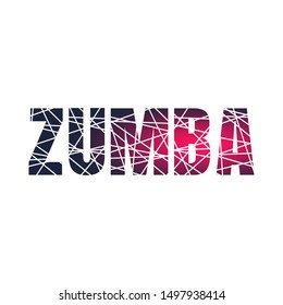 Lettering Zumba dance studio. Multicolor sliced word