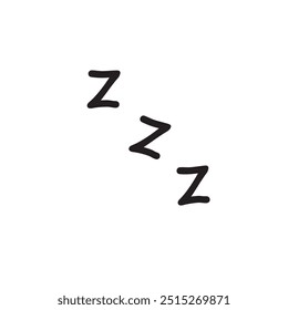 Lettering zzzz doodle style. Snore sleeping icons. Comic text signs of dream, tired, relax and nap. Sound snoring effects for cartoon, neoteric vector set.