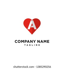 Letter/initial A with love logo design