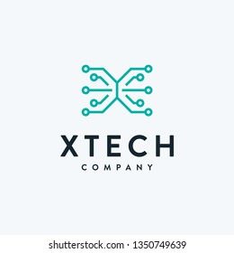 Letter/initial X with tech symbol logo design
