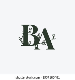 Lettermark BA decorative organic florist logo icon vector illustration