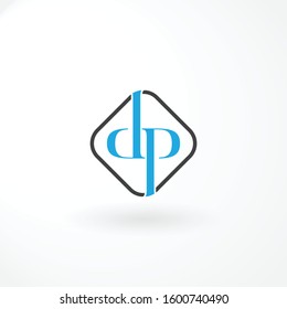 Lettermark Design is Combination Letter D and P with Line Square