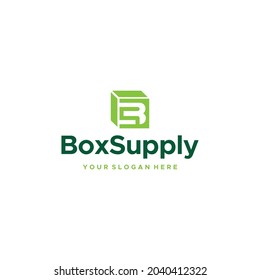 diseño inicial de logotipo de almacenamiento de caja verde B