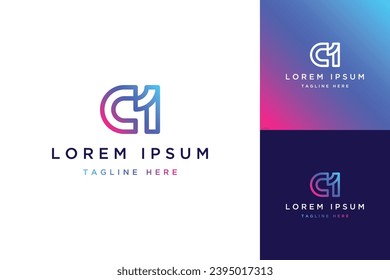 lettermark initial letter C1 monogram design logo