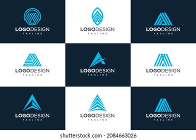 Diseño del logotipo de la marca de papel A. Diseño de logotipo moderno A. Un diseño de logotipo. Logo de la tecnología.