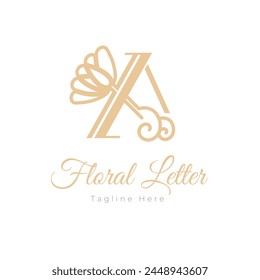A lettermark logo initial with floral decoration abstract vector illustration on white background.