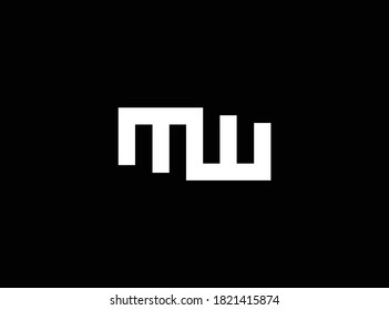 Logo de marca de fábrica MW. letra M y W. Identidad o abreviatura del diseño del logotipo. Vector