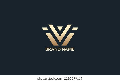 Lettermark logo VI formed with simple and modern in gold color	
