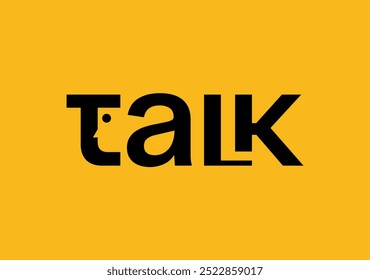 lettermark for talk featuring a face symbol neatly packed in negative space area