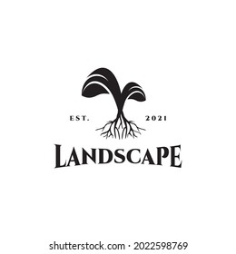 lettermark vintage landscape logo design