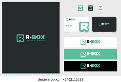 Lettermarks logo R formed in a simple and modern box shape