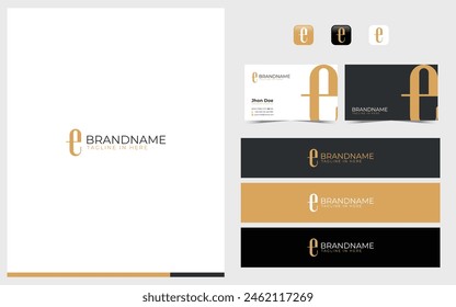 Lettermarks logo T and E logo formed with simple shape in gold color