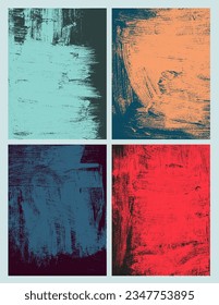 Letterpress realistic ink textures. Set of brush strokes. Oil Rough, eroded lino print textures taken from high resolution scans. Canvas compound path and paths optimised. Vector posters illustrator.