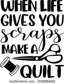 Letterring about sewing. Interesting, funny and cool inscription. Scissors illustration vector.