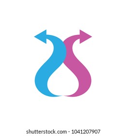 letters 2 s arrows logo vector