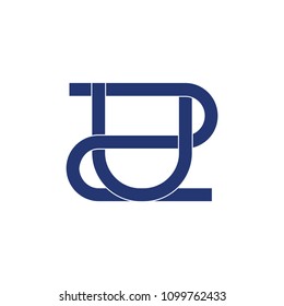 letters 2u linked flat design logo vector svg