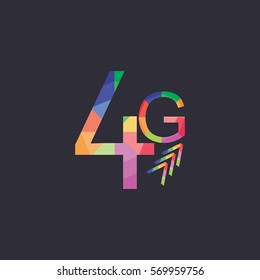 letters 4G with arrows up multi color design symbol vector