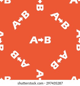 Letters A, B and arrow, repeated on orange background