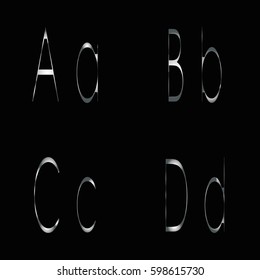 Letters A, B, C, D metal