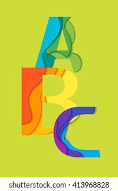 Letters A, B, C design template element. Material design  Characters for vector logo, icon and sign. School background.
