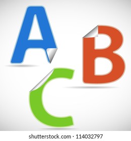 Letters A, B and C look like stickers