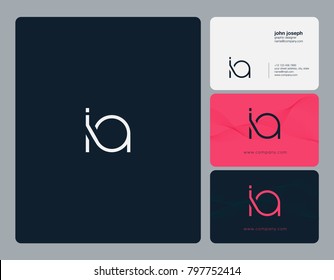 Letters I A, I&A joint logo icon with business card vector template.