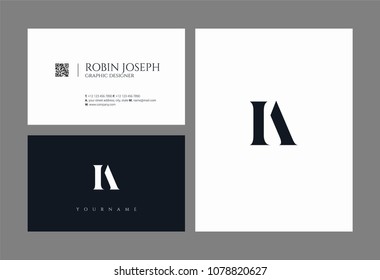 Letters I A, I & A joint logo icon with business card vector template.